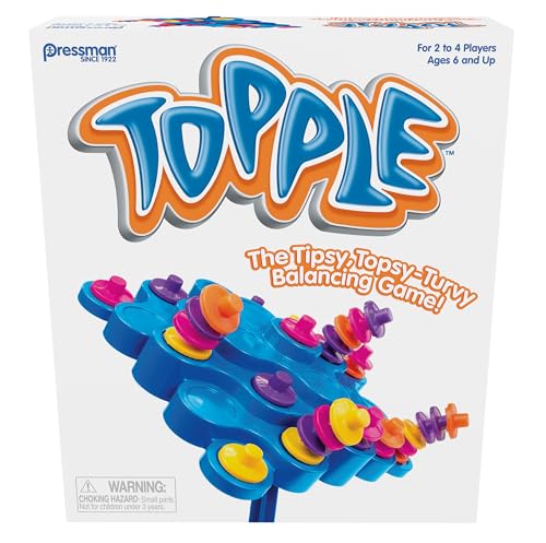 Pressman Original Topple Board Game | Classic & Fun Balancing Game for Kids & Family | Promotes STEM Skills | Great Gift Idea | 2-4 Players, Ages 6+