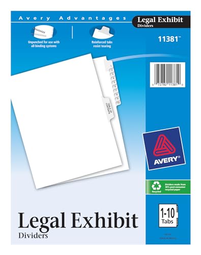 Avery Premium Collated Legal Dividers, Letter Size, 1-10 and Table of Contents, 1 Set (11381)
