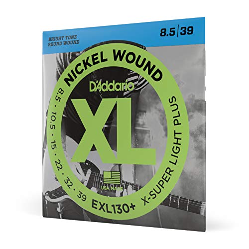D'Addario Guitar Strings - XL Nickel Electric Guitar Strings - EXL130+ - Perfect Intonation, Consistent Feel, Reliable Durability - For 6 String Guitars - 8.5-39 Extra Super Light Plus