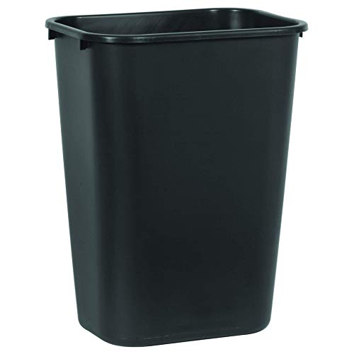 Rubbermaid Commercial Wastebasket Trash Container, 41QT/10.25 GAL, Plastic, Black, Stackable Trash Can for Bedroom/Bathroom/Office, Fits Under Desk/Sink/Cabinet