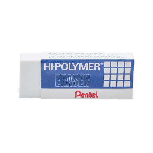 Pentel Super Hi-Polymer Eraser, Large, Nonabrasive, White (PENZEH10)