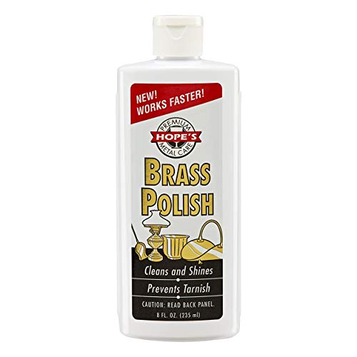 HOPE'S Brass Polish and Cleaner - Protective Tarnish Remover - Great Brass, Copper, Chrome, and Sterling Silver Polish - Polisher for Home Decor, Music Instruments, and Jewelry, 8 Fl Oz, Pack of 1
