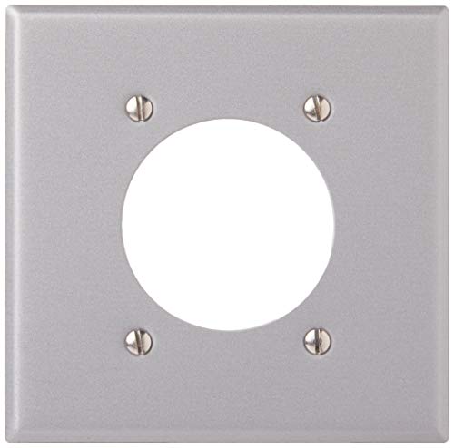 Leviton 2-Gang Flush Mount 2.15 Inch Dia. Receptacle Wallplate, Steel, 4934