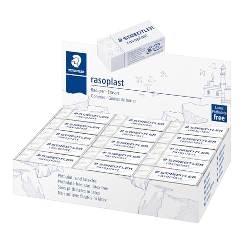 STAEDTLER 526 B30 Rasoplast Eraser, Latex & Phthalate-Free - Small Size 43 x 19 x 13 mm (Pack of 30)