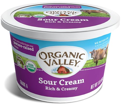 Organic Valley Rich & Creamy Sour Cream, Vegetarian Friendly, Kosher, Halal, USDA Certified Organic, Non-GMO, 16 Ounce (Pack of 6)