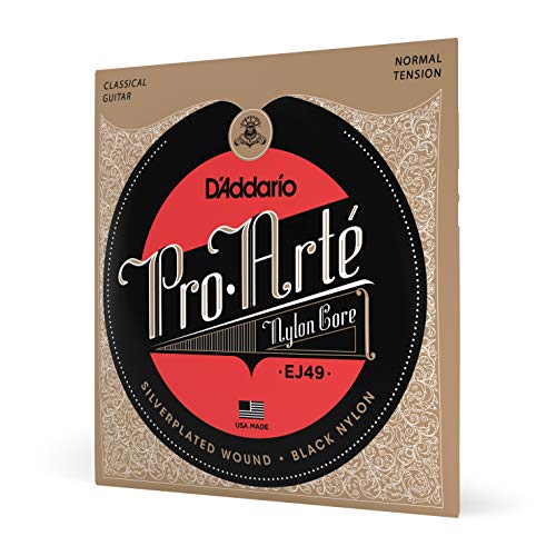 D'Addario Corde Guitare Classique | Cordes Pro-Arte EJ49 | Cordes en nylon pour guitare classique | Normale Noir