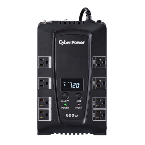 CyberPower CP600LCD uninterruptible power supply (UPS) - uninterruptible power supplies (UPSs) (Standby (Offline), NEMA 5-15R, 0 - 40 °C, NEMA 5-15P, 279.4 x 165.1 x 89 mm, 0 - 95%)