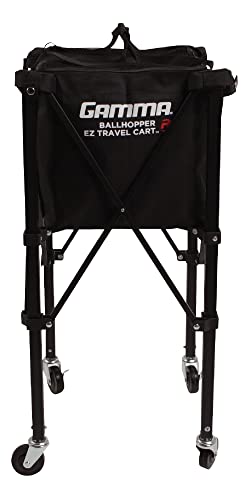 Gamma Ballhopper Premium EZ Tennis Travel Cart 150 & EZ Ball Basket – Portable & Compact Tennis Court Accessory, Sturdy & Lightweight Design, Foldable Cart, Holds 150 Balls, Carrying Case Included