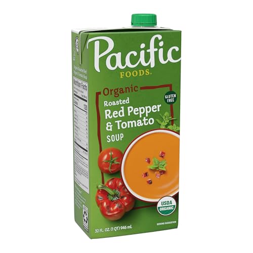 Pacific Foods Organic Roasted Red Pepper and Tomato Soup, 32 oz Carton