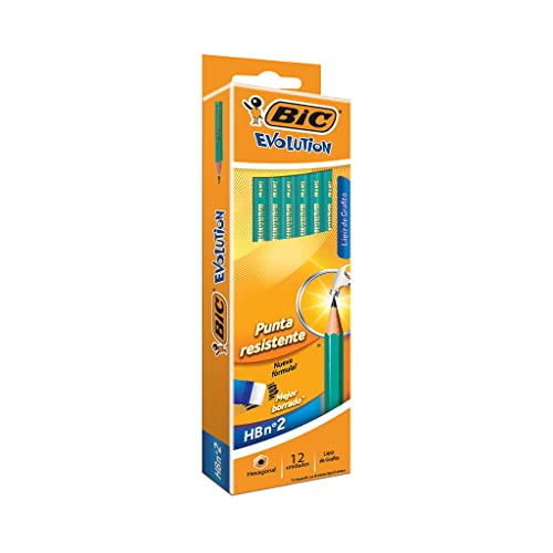 BIC Bleistift Evolution Original 655 HB mit Radierer, Schachtel à 12 Stück, grün
