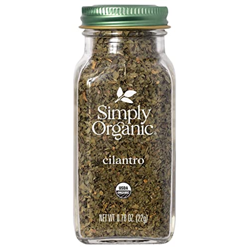Simply Organic Cilantro Leaf, 0.78 Ounce Bottle, Cut and Sifted, Fragrant, Herbacious and Light Citrus Note, Kosher