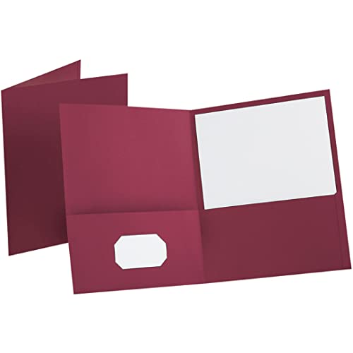 Oxford Twin-Pocket Folders, Textured Paper, Letter Size, Burgundy, Holds 100 Sheets, Box of 25 (57557)