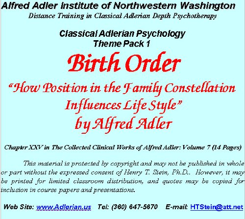 Birth Order: An Adlerian View (Theme Pack 1 on Selected Topics)