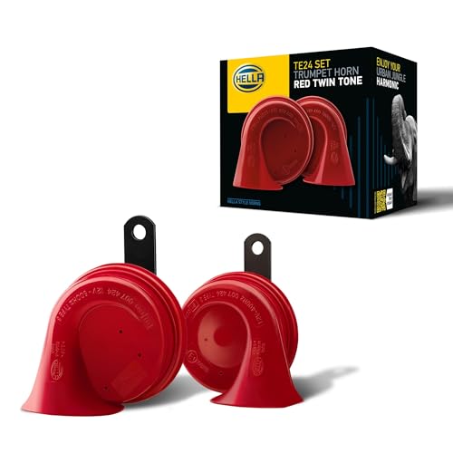 HELLA Trumpet Horn - STYLE HORN TE24 SET - 12V - 110dB(A) - Frequency range from: 400Hz - Frequency range to: 500Hz - Low Tone/High Tone - Electric - Flat Plug-in Connector - 3FH 007 424-811