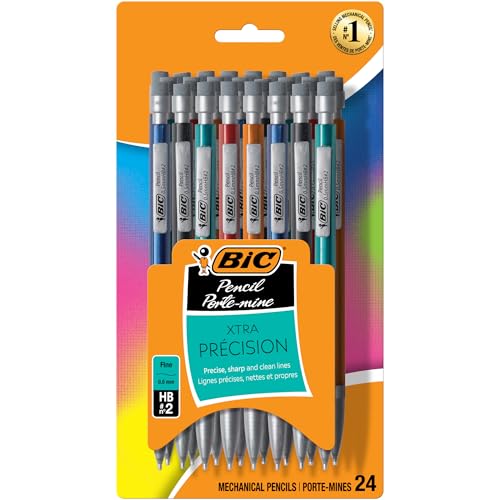 BIC Extra Precision Mechanical Pencils with Erasers, Fine Point (0.5 mm), 24-Count Pack Mechanical Drafting Pencil Set