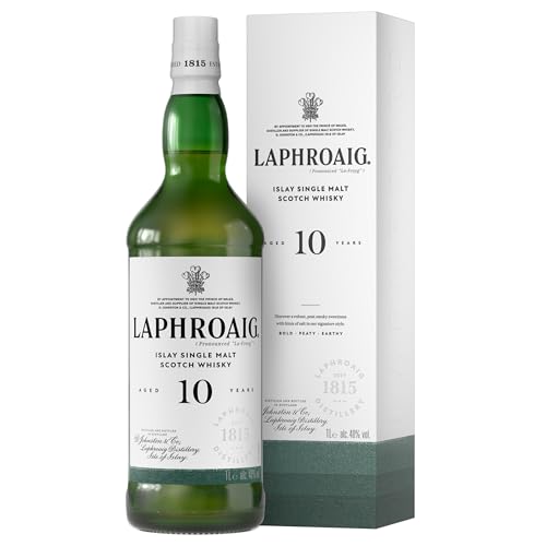 Laphroaig 10 Jahre | Islay Single Malt Scotch Whisky | einzigartig rauchig-torfiger Geschmack, 40% vol, 700 ml ( Die Geschenkverpackung kann variieren)
