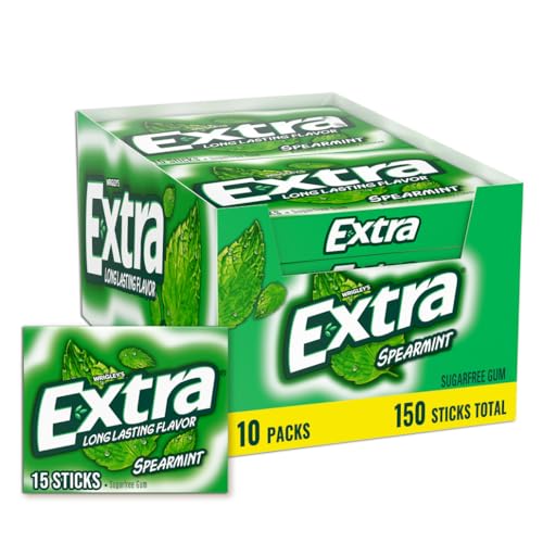 Extra Wrigley's Long Lasting Flavor Spearmint 15-Sticks, 40.5 g, 10 Pack