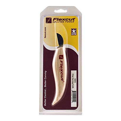 FLEXCUT Chip Carving Knife, High Carbon Steel Blade, Ergonomic Ash Handle, 1 inch Blade Bevel Length (KN15)