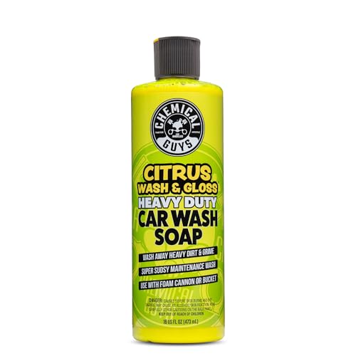 Chemical Guys CWS_301_16 Citrus Wash & Gloss Foaming Car Wash Soap (Works with Foam Cannons, Foam Guns or Bucket Washes) Safe for Cars, Trucks, Motorcycles, RVs & More, 16 fl oz, Citrus Scent