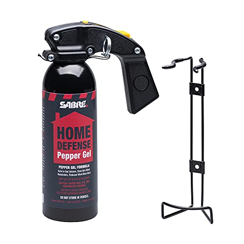 SABRE Red Pepper Gel - Police Strength - Family Home Property Defense Gel with Wall Mount Bracket