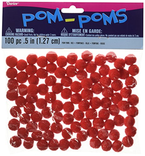 POM Poms. 5"100/Pkg-rouge