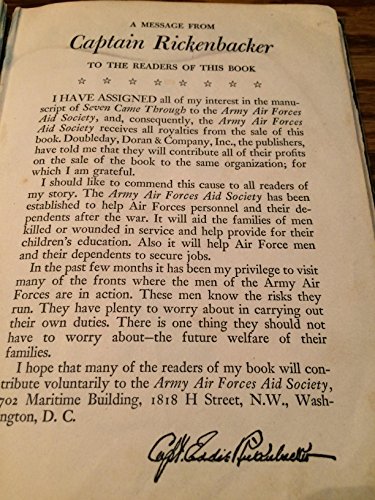 SEVEN CAME THROUGH - Rickenbacker's Full Story - Including His Message to Amerca