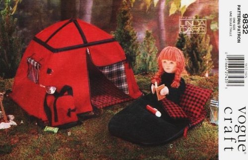 Vogue 9832 - 18-Inch Doll Camping Set - Patterns for Tent, Sleeping Bag, Pillow, and Knapsack (Vogue Crafts, Also sold as Vogue 637)