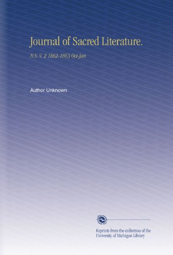 Journal of Sacred Literature.: N.S. V. 2 1862-1863 Oct-Jan