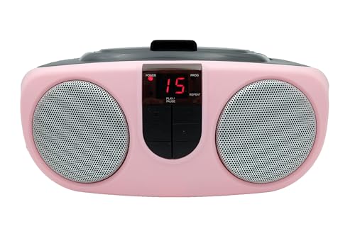 PROSCAN SRCD243 Portable CD Player with AM/FM Radio, Boombox (Pink)