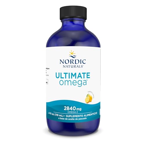 Nordic Naturals Ultimate Omega 3 Fish Oil Liquid | High Potency Omega 3 Fatty Acids Supplement For Men & Women | 2840 Mg Omega 3 Fish Oil EPA & DHA | Promotes Brain & Heart Health | Lemon Flavour 4 Oz
