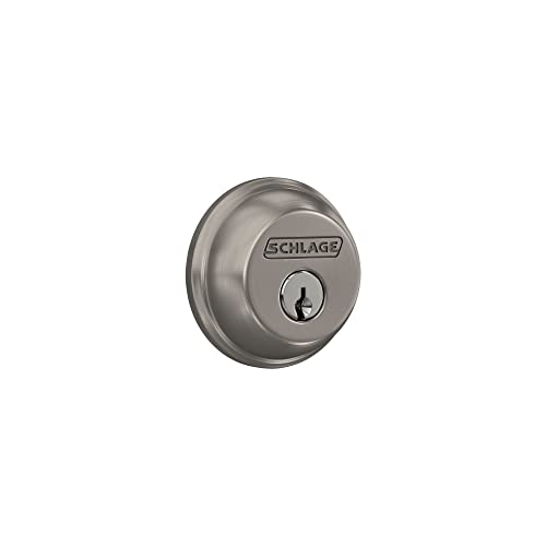 Schlage B60N619 Deadbolt, Keyed 1 Side, Satin Nickel by Schlage (English Manual)