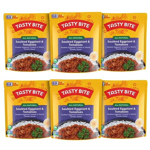 Tasty Bite Punjab Eggplant, 10 Ounce, Pack of 6, Ready to Eat, Microwavable Entree, Vegan, Sweet & Spicy (Packaging May Vary)