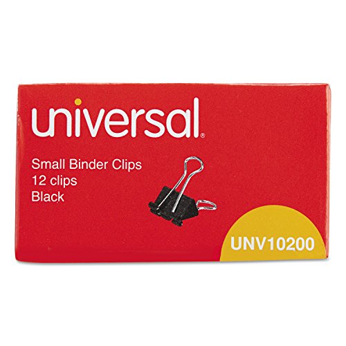 Universal® Small Binder Clips, Steel Wire, 3/8" Capacity, 3/4" Wide, BLK/Silver, Dz