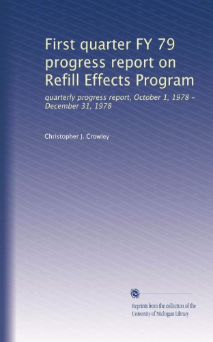 Rapport d'étape du premier trimestre de l'exercice 79 sur le Programme des effets de recharge : rapport d'étape trimestriel, 1er octobre 1978 - 31 décembre 1978