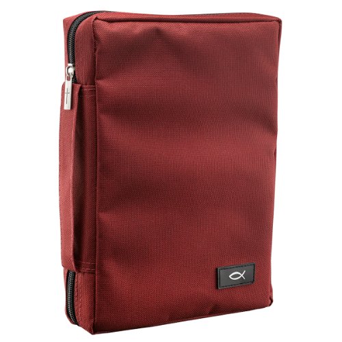 Fish Fabric Medium Burgundy Bible Cover