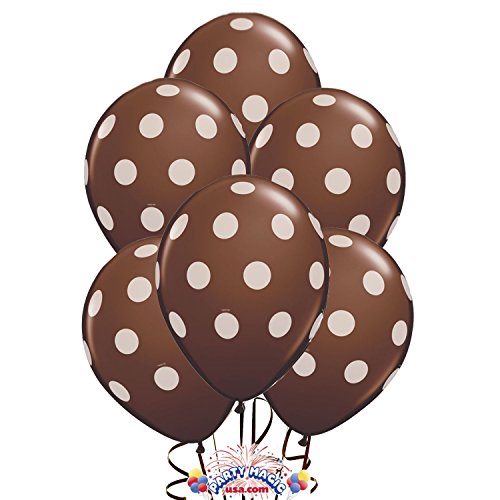 Brown Big Polka Dot Set of 12 Latex Balloons 11 Inch