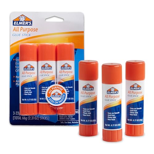 Elmer's All Purpose Glue Sticks, Washable, 22 Grams, 3 Count