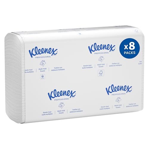 Kimberly-Clark Kleenex 02046 1-Ply Multi-Fold Towel, 9-25/64" Length x 9-3/16" Width, White (8 Packs of 150)