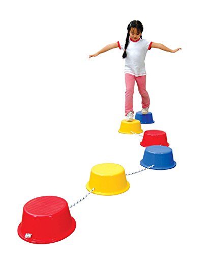 School Smart Stepping Buckets Balance Builders - 5 x 12 inch - Set of 6 - 2 Each of 3 Primary Colors - 018901,Assorted Colors