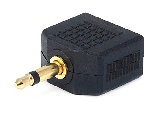 Monoprice 107202 Prise de 3,5 mm Mono vers 2 x 3,5 mm Jack Mono Adaptateur Splitter, plaqué Or