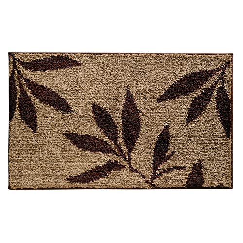 iDesign 86 x 53 cm 1-Piece Leaves Rug, Brown/ Tan