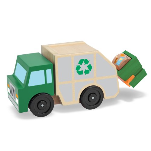 Melissa & Doug Garbage Truck Wooden Vehicle Toy (3 Pcs)