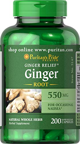 Puritan's Pride Ginger Root, Supports Digestive Health*, 550 Mg, 200 Rapid Release Capsules