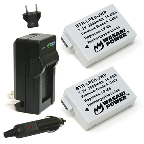 Wasabi Power Battery 2-Pack and Charger for Canon LP-E8 and Canon EOS 550D EOS 600D EOS Rebel T2i EOS Rebel T3i EOS Rebel T4i