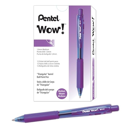 Pentel BK440 Lot de 12 stylos bille rétractables couleur violet corps triangulaire confortable