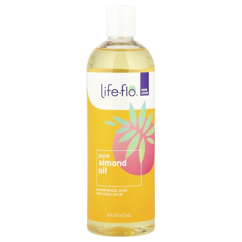 Life-flo Pure Almond Oil, Sweet Almond Oil for Skin Care, Hair Care and Massage, Aromatherapy Carrier Oil, Revitalizing and Moisturizing, No Fillers, 60-Day Guarantee, Not Tested on Animals, 16oz