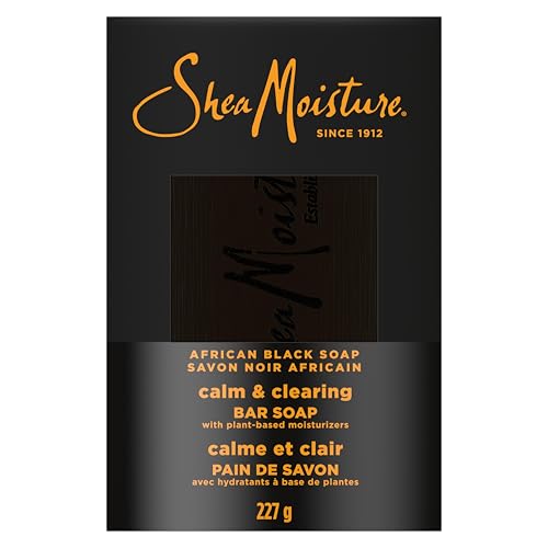 SheaMoisture Bar Soap, Soothing and Clarifying bar soap, African Black Soap, with 24h shea moisture nutrients for Healthy, Glowing Skin, 227g