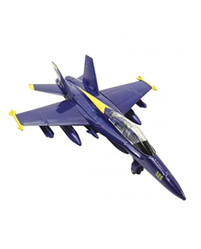 Playmaker Toys - United States Angels F/A-18 Super Hornet Fighter Jet 6 Inch Die Cast Metal Model Toy with Pullback Action (Navy Blue)