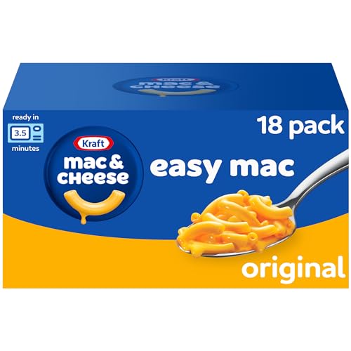 Kraft Easy Mac Original Mac & Cheese Macaroni and Cheese Dinner Microwavable Dinner, 18 ct Packets