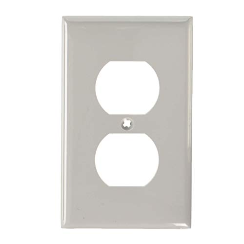 Leviton 80703-GY 1-Gang Duplex Device Receptacle Wallplate, Standard Size, Thermoplastic Nylon, Device Mount, Gray, 20-Pack
